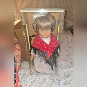 Vintage Lissi Puppe Doll with Red and Black Shawl 18" Tall NIB